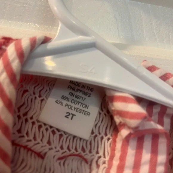 Vintage Royal Child Smocked Christmas Candy Cane Dress Girls Size2T